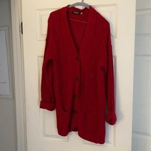 Oversized Red Cardigan